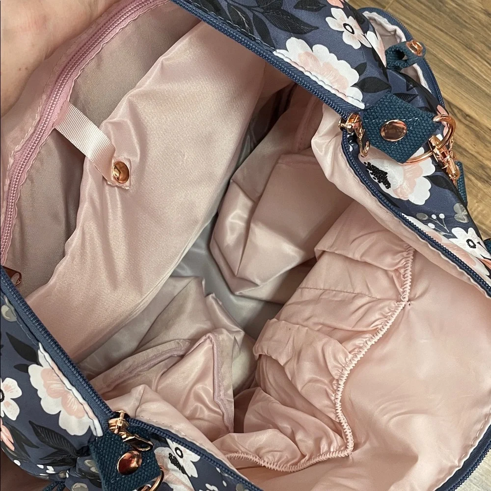 Floral Women's Diaper Bag in Blue and Pink